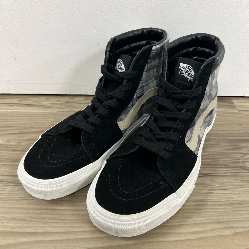 VANS Old Skool Classic Suede Black Gray Plaid High Top Men's 7/Women 8.5 751505